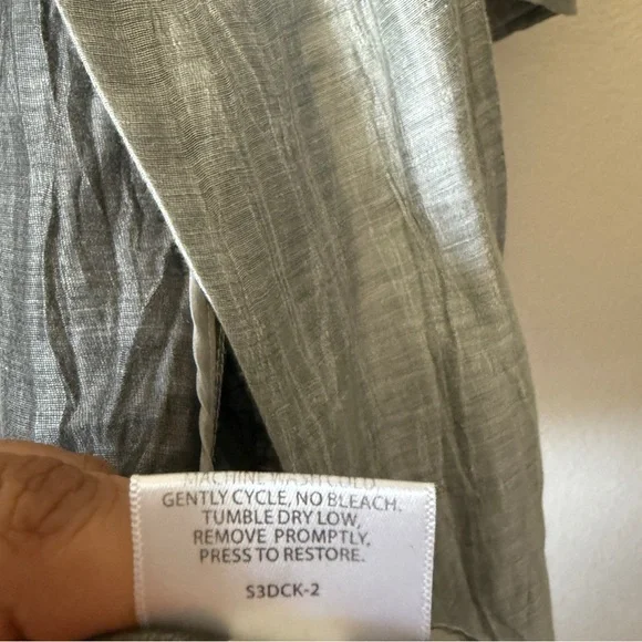 Eileen Fisher Linen Crinkle Grey Women's Top Jacket Sz XL - Picture 4 of 11